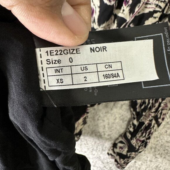 ba&sh Dress Womens XS Black Gize Ruched Long Sleeve Mini Abstract Print 1E22GIZE - Picture 6 of 9